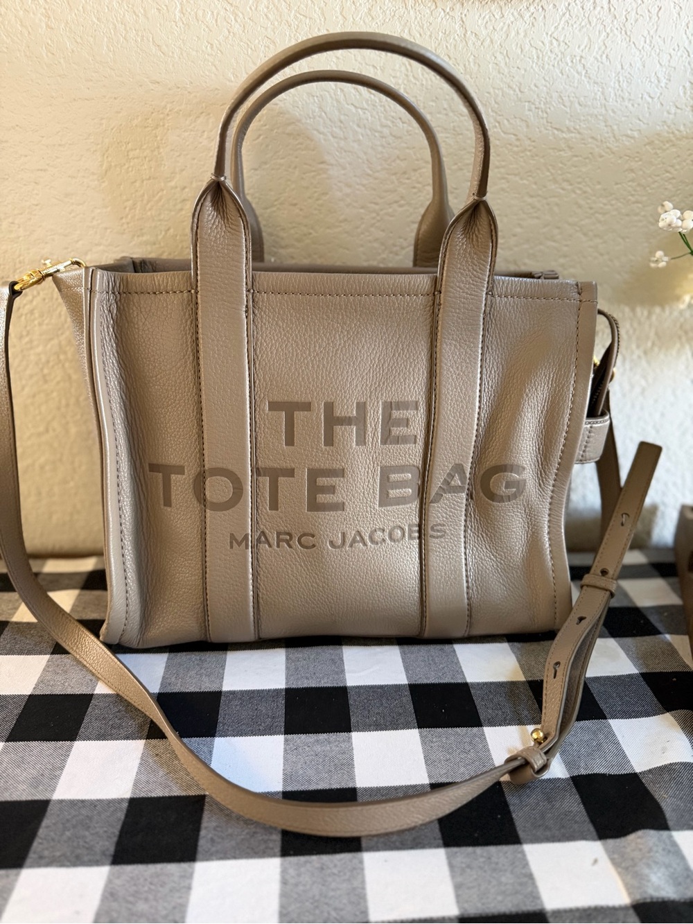 Marc Jacobs CEMENT Pebbled Leather 'The Tote Bag' Top-Handle Tote